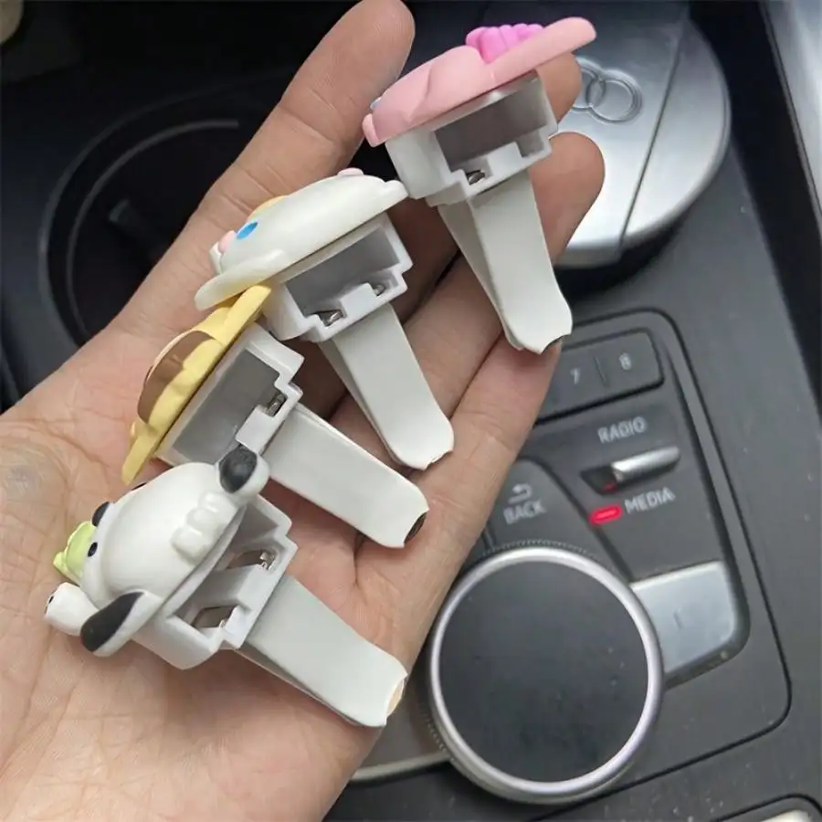 1/6 قطعة ميلودي كورومي سينامورول بوم بوم بورين الكرتون منفذ هواء السيارة مشبك تزيين للسيارة منفذ تكييف الهواء الداخلي دي #5