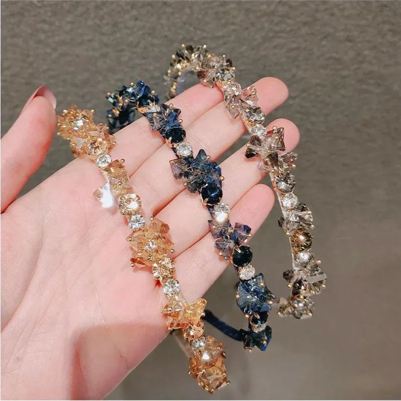 

Hairpin Women's Autumn and Winter Fragrant Wind Crystal Retro French Elegant Thin Head Hoop Versatile Banquet Hair Clip