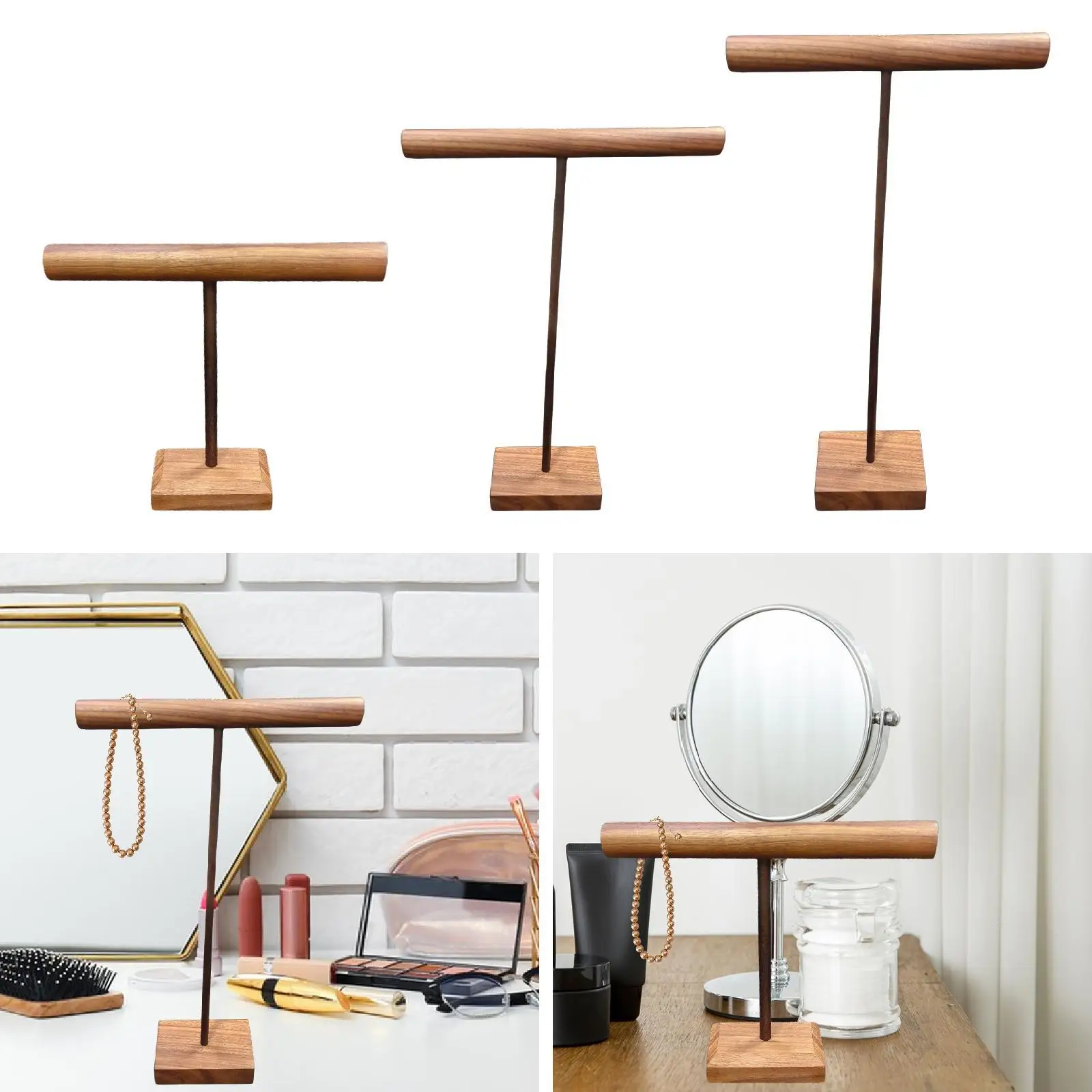 

Деревянная подставка для ювелирных изделий, Т-образная комод, витрина, декоративный органайзер для хранения ювелирных изделий