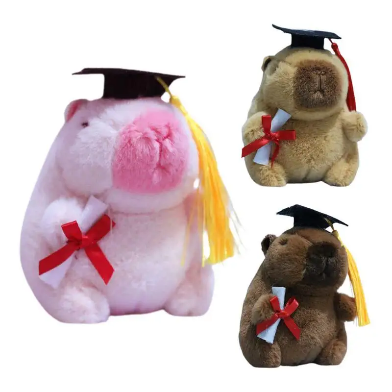 Capybara Plush Small Kawaii Plush Keychain Cute Dr. Capibala Cartoon Comfortable Soft Stuffed Animal Keychain For Kids Friends