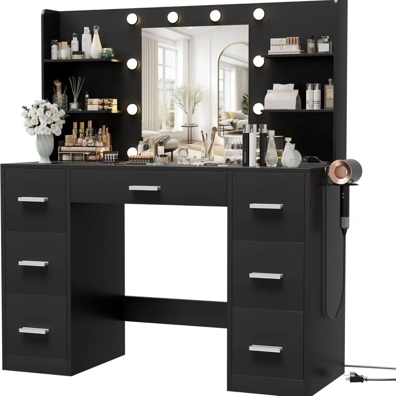 Simple Light Luxury Dresser Bedroom Makeup Table Cross-border LED Makeup Table Internet Celebrity Storage Integrated Cabinet