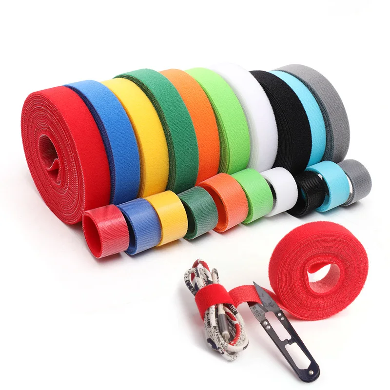 10/25/50yard Hook and Loop Fasteners Tape 10/15/20mm Reusable Adhesive Tape Strong Back To Back Cable Ties Curtain Fastener Tape