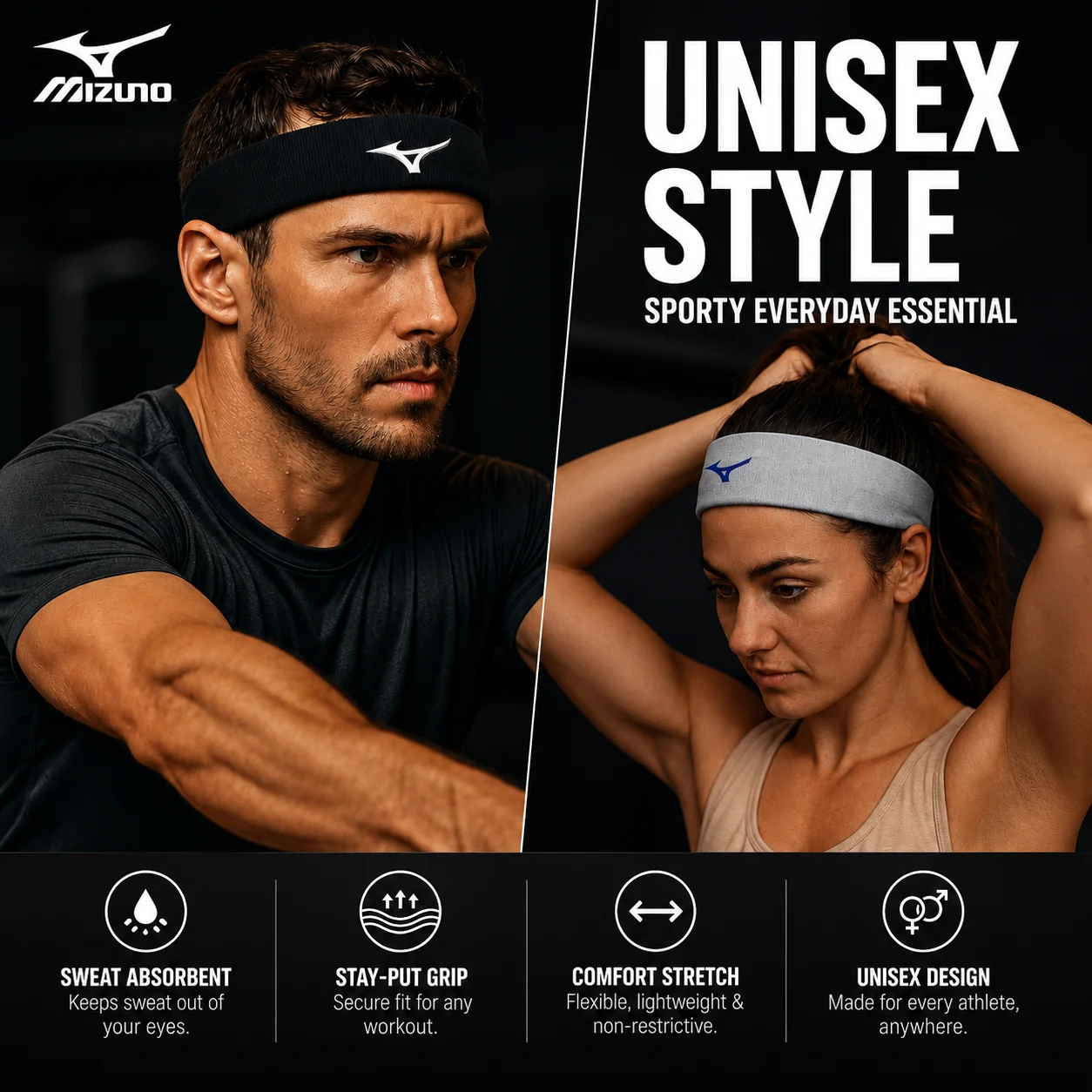 Running Gear Gifts - 미즈노 스웨트밴드 스포츠 헤드밴드 프리미엄 통기성