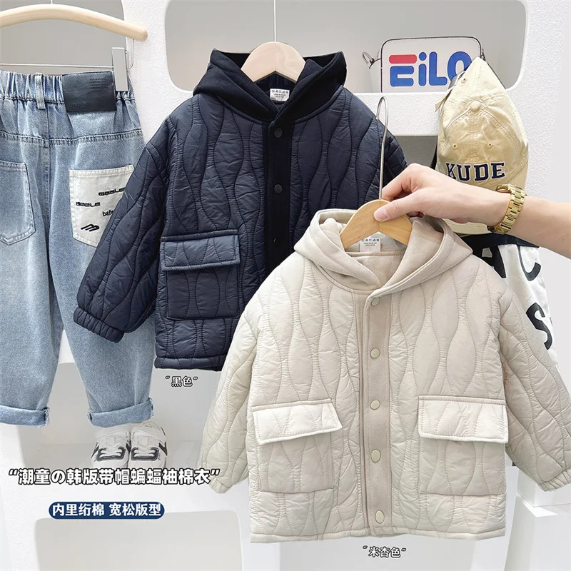 

Boys Hooded Down Jackets 2025 Kids Thicken Warm Coats New Casual Children Winter Padded Outerwear Baby Autumn Clothing 3-10Y