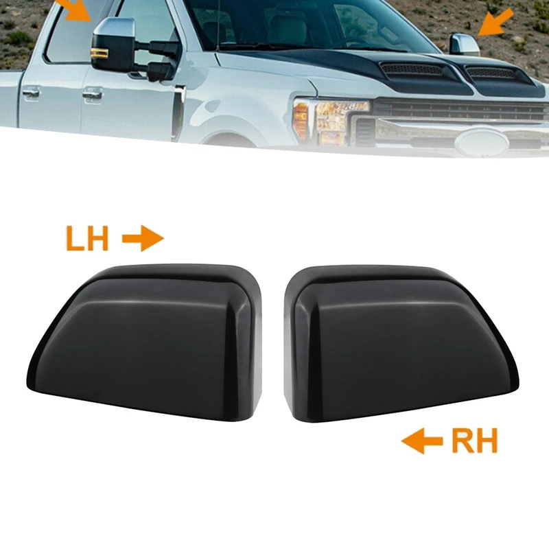 2 PCS Car Side Mirror Cover Tow Mirror Cover HC3Z-17D742-CA HC3Z-17D743-CA Black ABS For Ford F150 F250 F350 F450 2017-2021