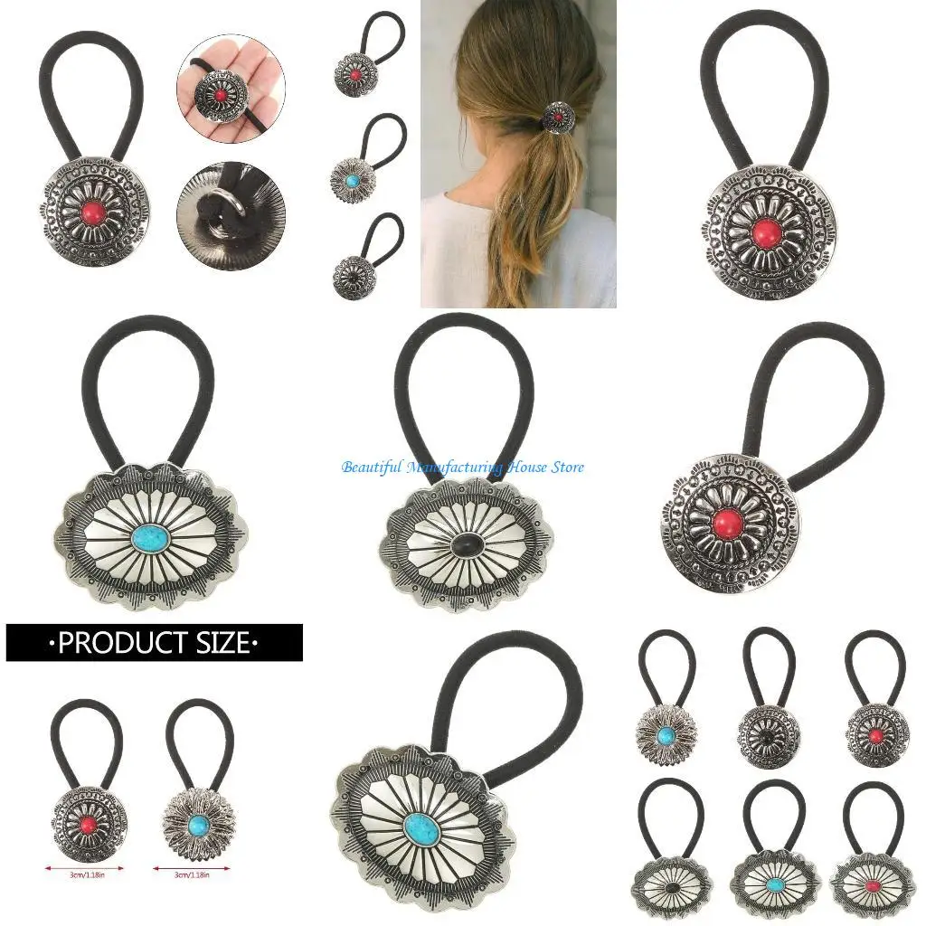 

E56A Hair Tie Hair Rope Carved Flower Scrunchies Hair Rings Scrunchies Styling