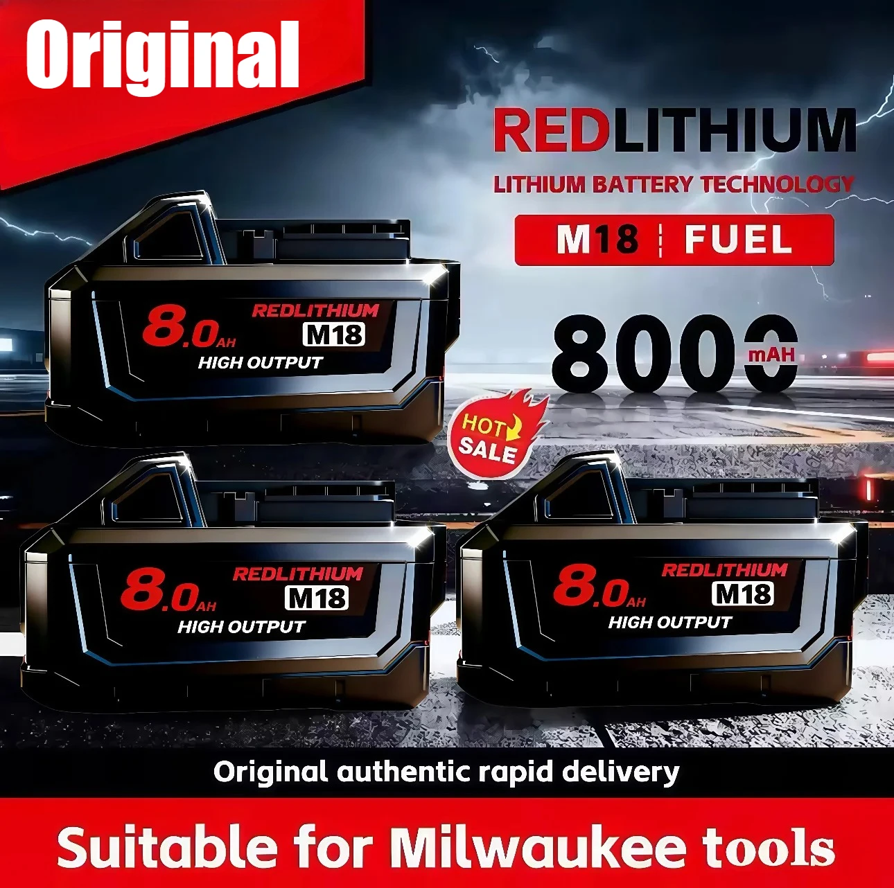 Original for Milwaukee M18 6.0/8.0Ah Battery,Built with High-Performance 18650 Cells for 48-11-1815 