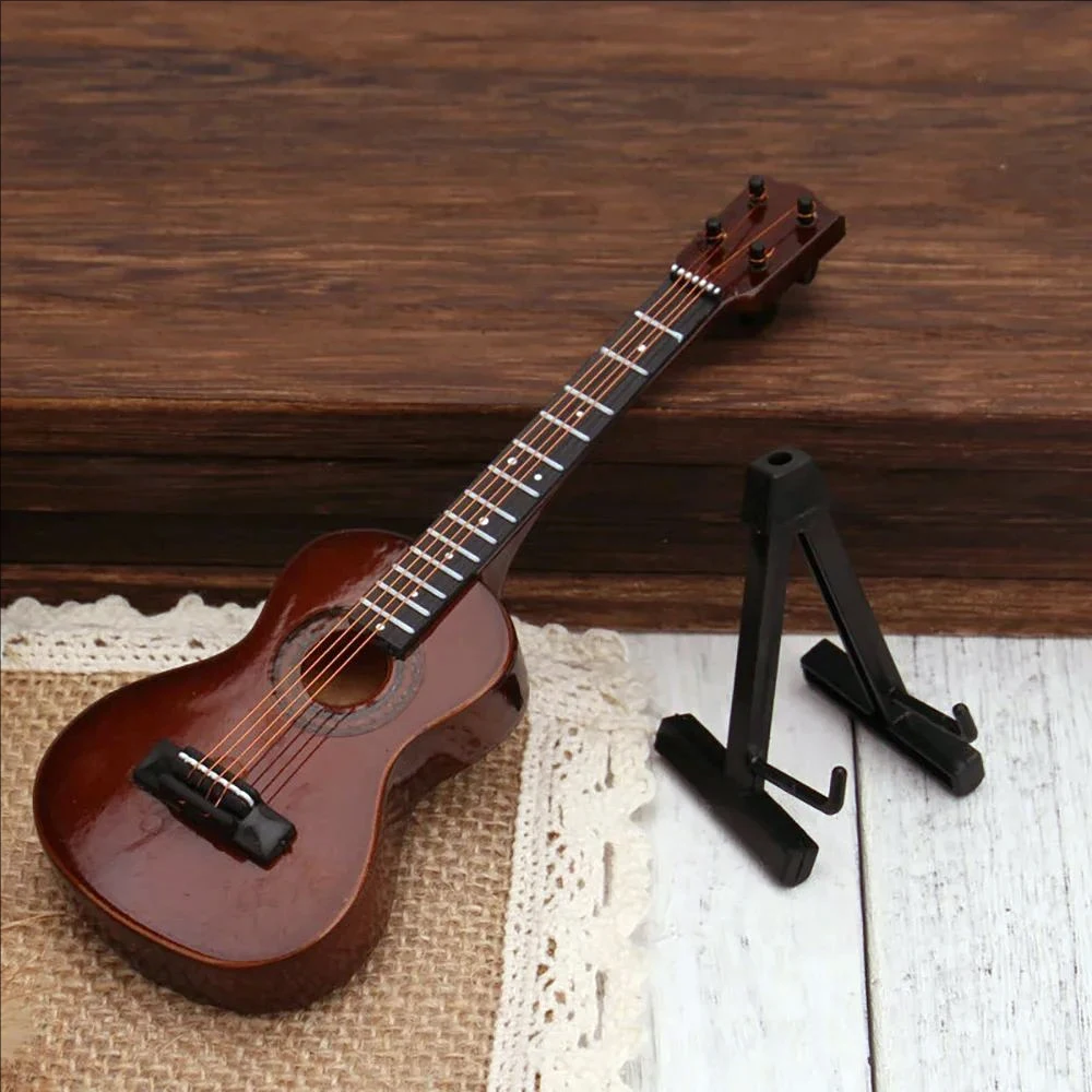 1Pcs Wooden Miniature Ukulele Musical Instruments Model for 1/12 Dollhouse 1/6 1/10 figure Decoration ob11 bjd