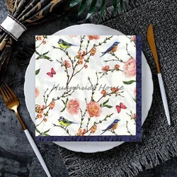 20Pcs/Bag Vintage Birds Flower Decoupage Paper Napkins Bird Floral Paper Serviettes for Xmas Wedding Party Tableware Decor Hot 7