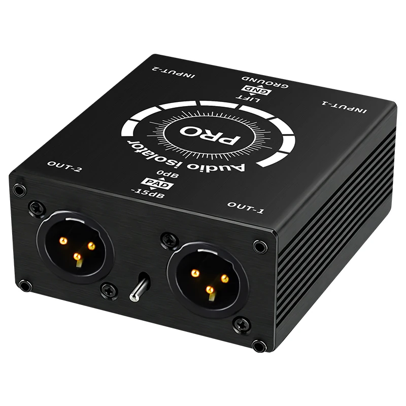 XLR 6.35 HiFi Stereo Version Audio Isolation Box Ground Loop Isolator/Noise Filter/Hum Eliminator for Audio System Eliminate Hum