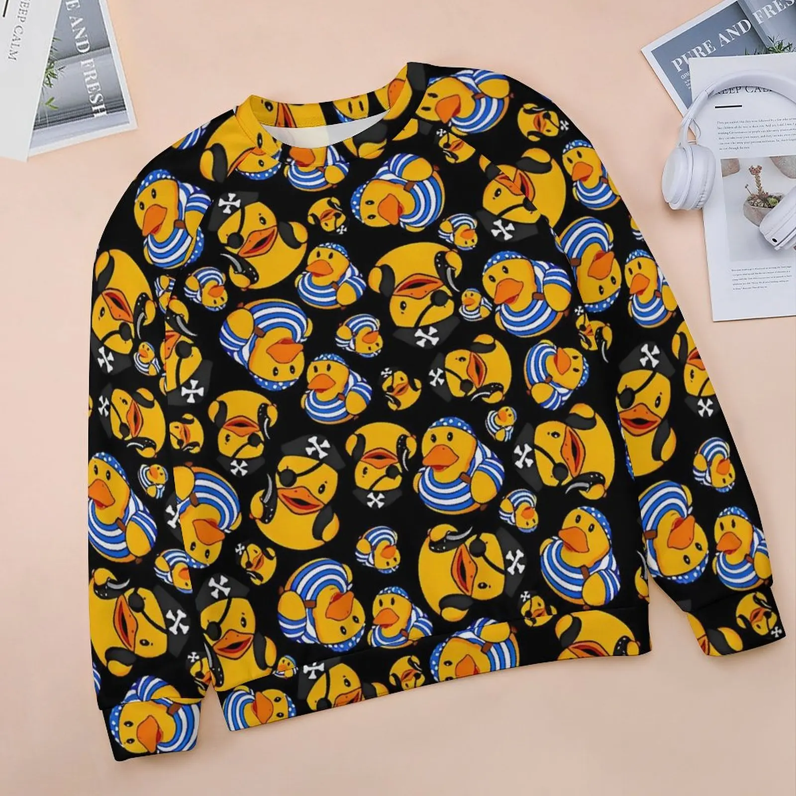 Pirate Rubber Ducks Print Hoodies Womens Long Sleeve  Kawaii Casual Hoodie Wholesale Streetwear Oversize Graphic Sweatshirts