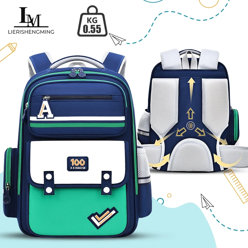 Primary school student backpacks to reduce the burden of the spine protection large capacity three-dimensional back pad backpack