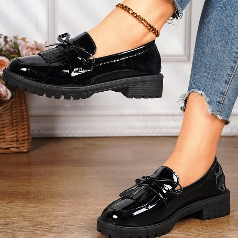 Casual Round Toe Rubber Pumps for Women2024new Hot Sale Summer Fashion Deep Mouth Ladies Shoes Slip-on Low Heel Pu Pumps Zapatos image 4