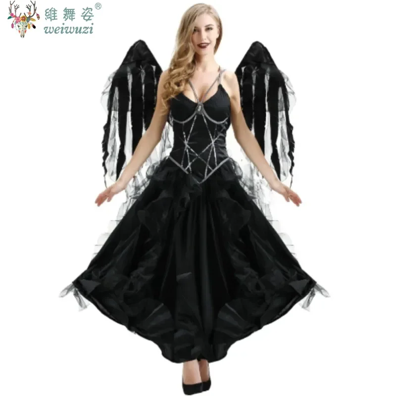 Halloween Fancy Party Dress NEW Deluxe Lady Dark Fallen Angel Costume Gothic Vampire Evil Demonic Roleplay Cosplay Carnival