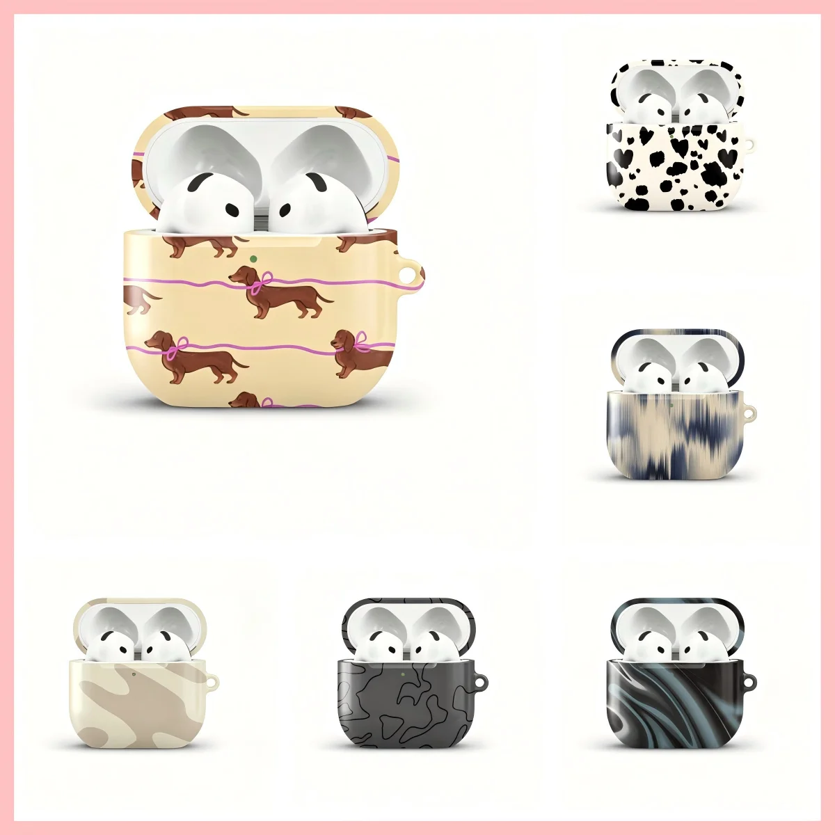 Monochrome Cow Vibes Luxus BUGRs stoßfeste, glänzende HD-Hartschalen-Schutzhülle aus PC für AirPods Kopfhörer 1 2 3 Pro Pro2