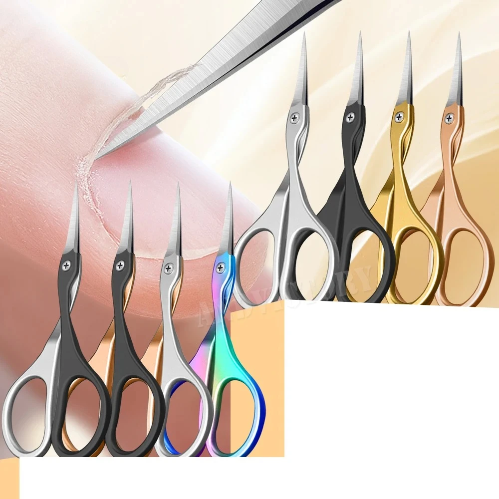 

1Pc Cuticle Scissors Stainless Steel Curved Blade Small Scissors Trimming the Fingernails Eyebrow Eyelash Dry Skin Nail Scissors