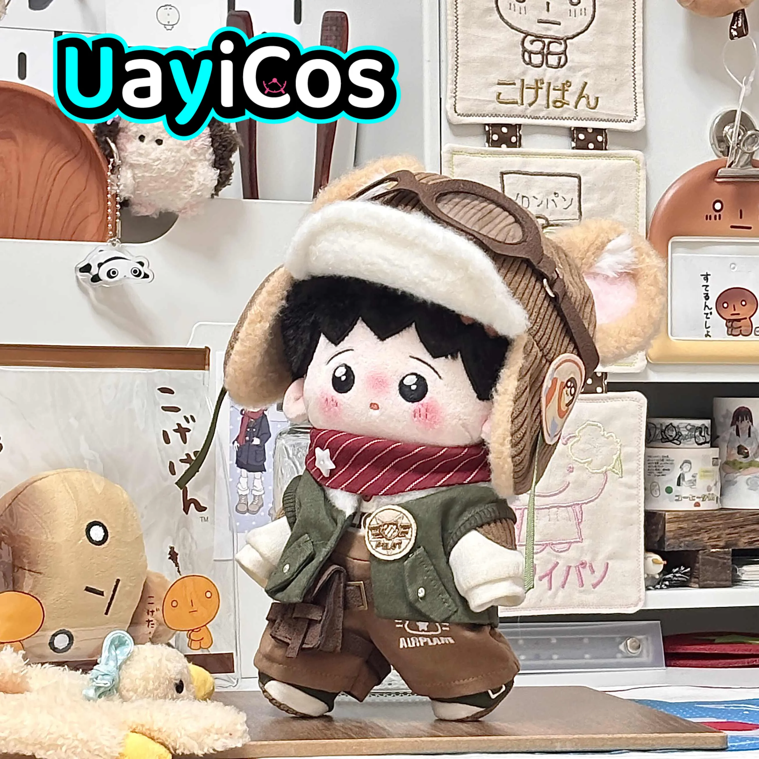 

Костюм для куклы 20 см: Мышонок-пилот с милой крутой шляпой, очками, пальто, жилетом, брюками, обувью, треугольным полотенцем. Набор для куклы, аниме-фигурки, игровой набор.