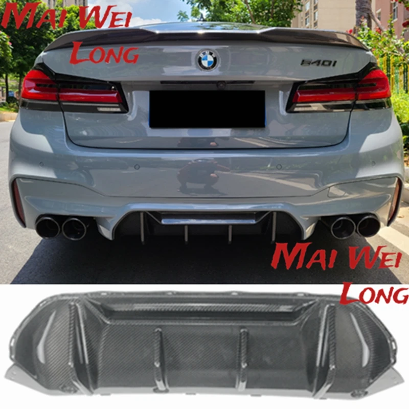 Good Fitment Carbon Fiber Weave P Style Back Lip Rear Bumper Spoiler Diffuser For BMW G30 G38 F90 M5 Car Styling car accessories