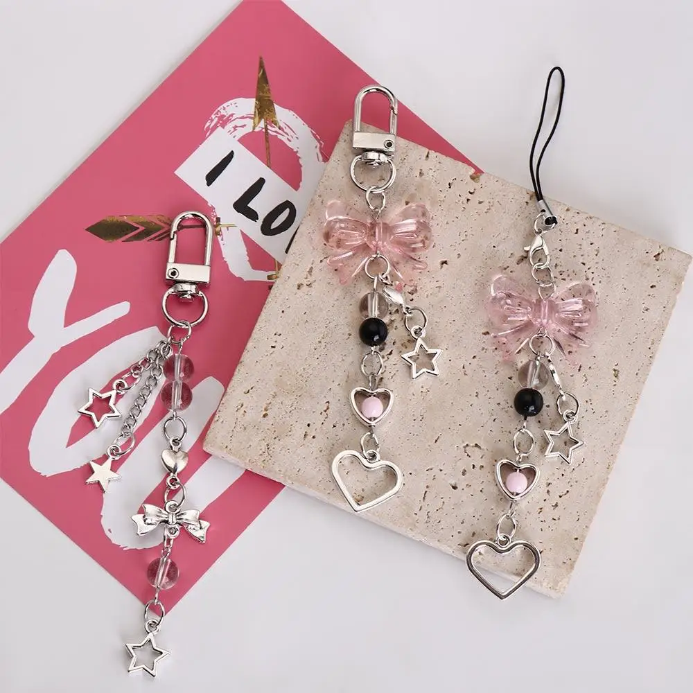 Schöne Perle Perle Perle Telefon Charm Strap Stern Süße Handykette Mode Kurze Schleife Perlen Handy Strap Schmuck