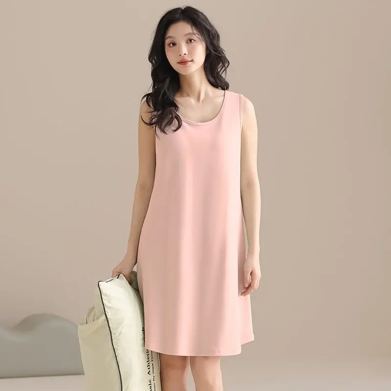 

Летняя сексуальная ночная сорочка-майка 2026 из 100% хлопка для женщин, корейская милая домашняя одежда для сна