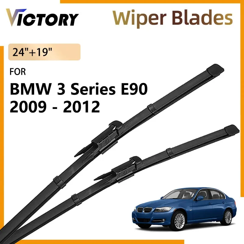 لسيارات BMW 3 Series E90 الصالون 2009 - 2012 2011 2010 ملحقات السيارة الأمامية شفرات الممسحة الزجاج الأمامي نافذة فرش 24 "+ 19"