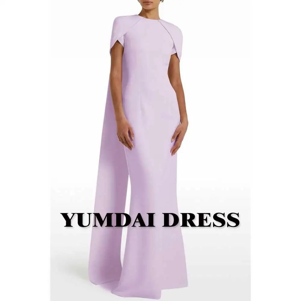 YUMDAI Light Purple Elegant Long Cape Evening Dress 2024 Saudi Arabia Women\'s Formal Ball Dress Special Occasion Crepe Dress