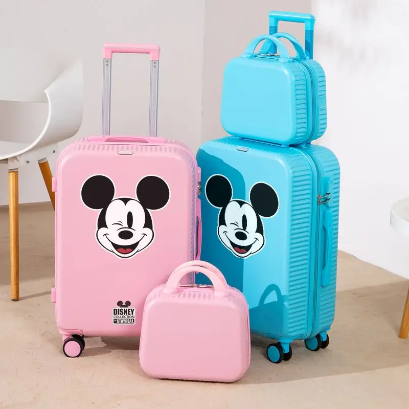 Disney New Mouse 20 Inch Cabin Rolling Luggage Women Cartoon Zipper Luggage ABS+PC Large capacity Travel Suitcase Set Universal