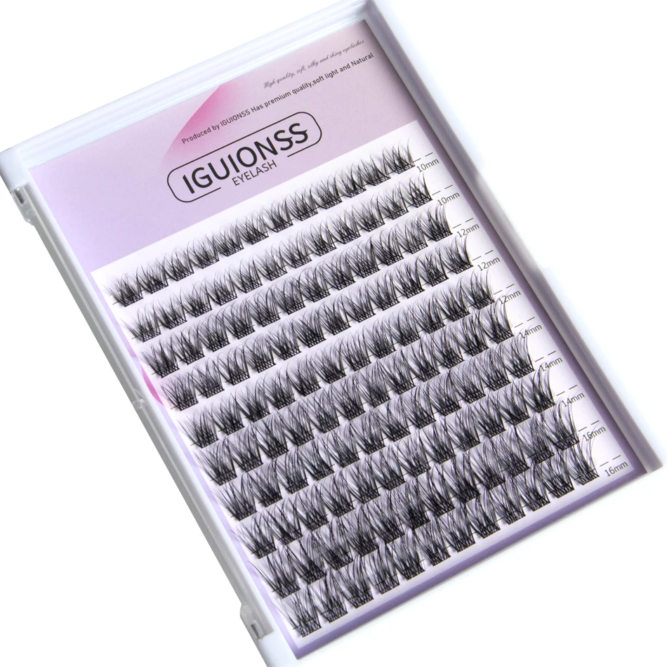 IGUIONSS Lash Clusters DIY Eyelash Extensions 120 Clusters Lashes 10-16mm 10 Styles C D dd Curl Individual Lashes