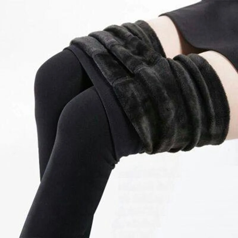 Thickened Fleece Autumn Winter Women's Leggings Black Warmth Tights Footwear Base Layer Pants Long Pants Slimming Effect