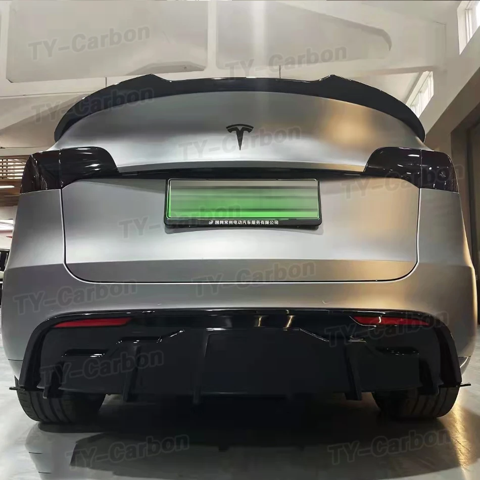 For Tesla Model Y Rear Bumper Diffuser Lip ABS Bright Black Look Side Splitter Guard Plate Cover Chin Lid 2020+