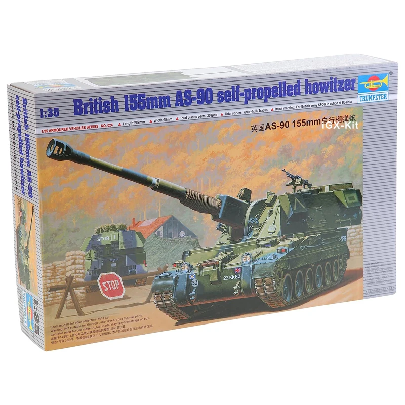 Trębacz 00324 1/35 brytyjski 155mm AS-90 AS90 samobieżny haubica SPG wyświetlacz zabawka dziecięca plastikowa do złożenia zestaw Model budynku