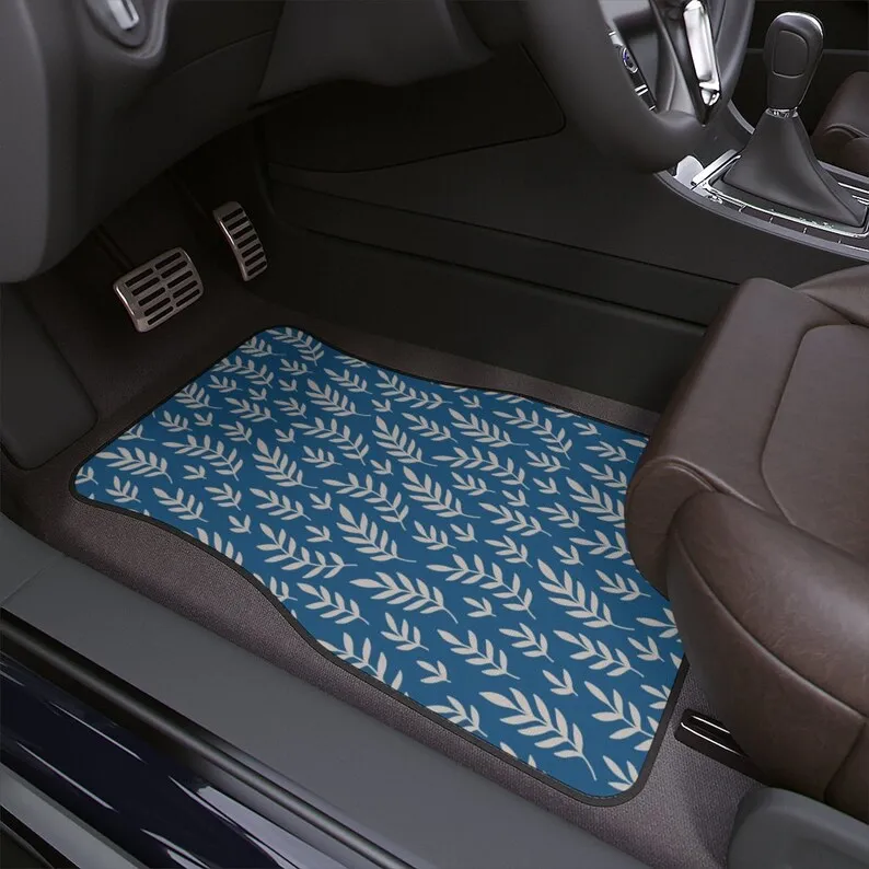 

Blue Boho Car Floor Mats, Aesthetic Blue Floral Car Floor Mats,Minimalist Car Accessories,Cute Retro Car Decor for women,Gift fo