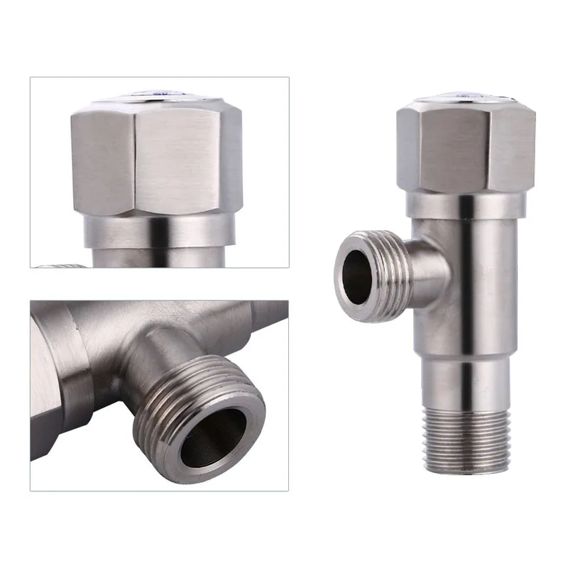 SUS304 Stainless Steel Filling Valves Angle Stop Valve with OFF ON Switch Angle Triangle Valves Cold Hot Water for Bathroom