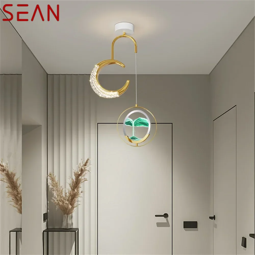 SEAN Contemporary Gold Pendant Lights LED Creative Hourglass Hanging Lamp for Home Aisle Decor Fixtures