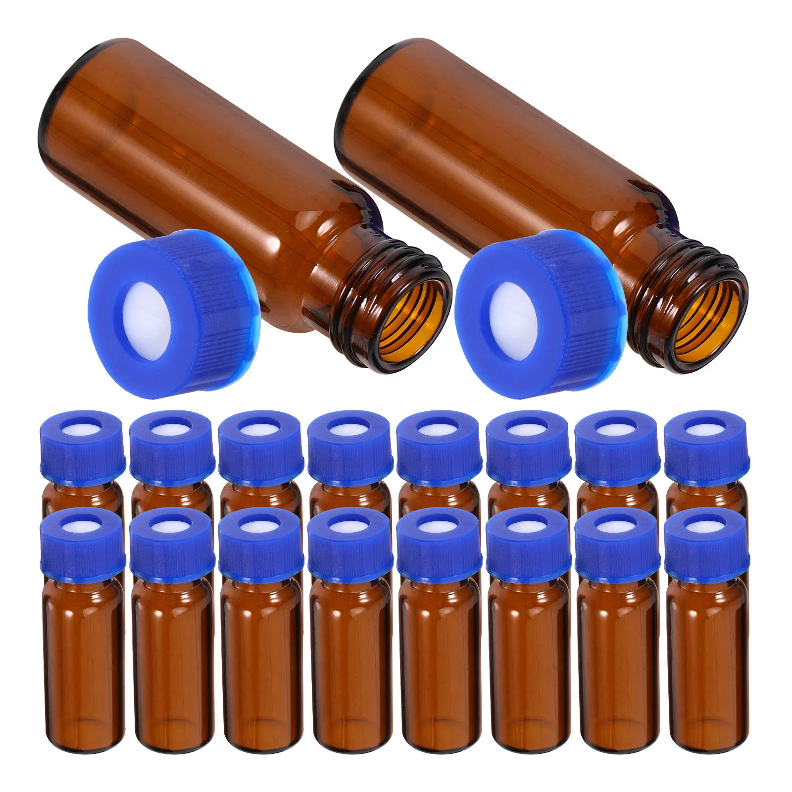 ขวดแก้วขนาดเล็ก 2 มล. พร้อมฝาปิด 100 ชิ้น สำหรับเก็บตัวอย่างอย่างมีประสิทธิภาพ ป้องกันการรั่วซึม ชุดขวดเก็บตัวอย่างพร้อมฝาปิด