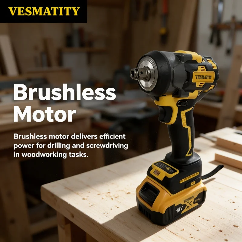 Brushless 500N.M High Torque Electric Screwdriver Impact Drill Electric Drill Screwdriver Power Tool For DeWALT Battery