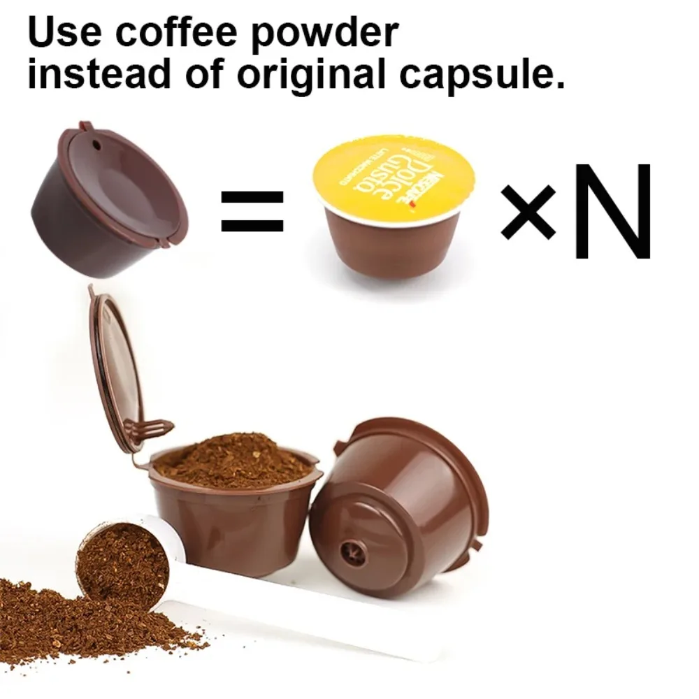 10PCS Refillable Capsules for Nescafe DOLCE GUSTO Coffee Capsules Reusable Filter with Spoon Brush Coffee Pods High Quality view 3