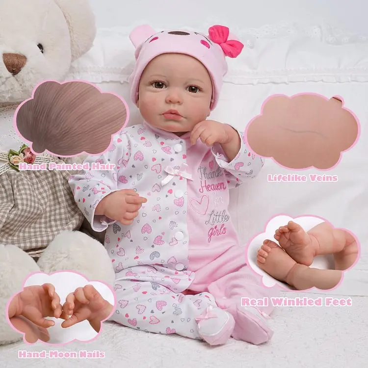 Carina 20'' Lifelike Function Girl Newborn Dolls With Heartbeat and Coos