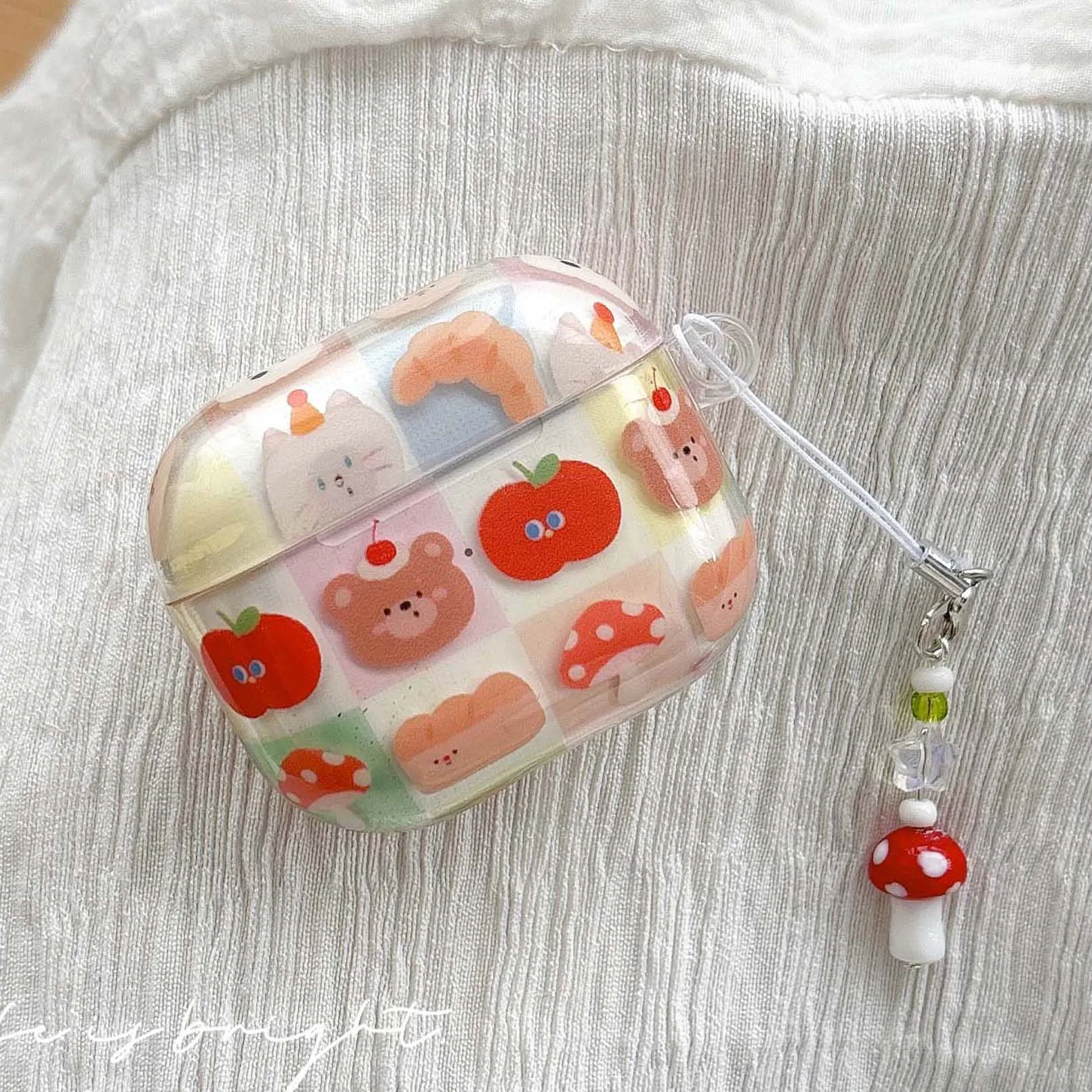 

Cartoon bear cake sweet ins imd earphone case for apple airpods 1 3 2 4 pro 2nd wireless bluetooth headset charging box
