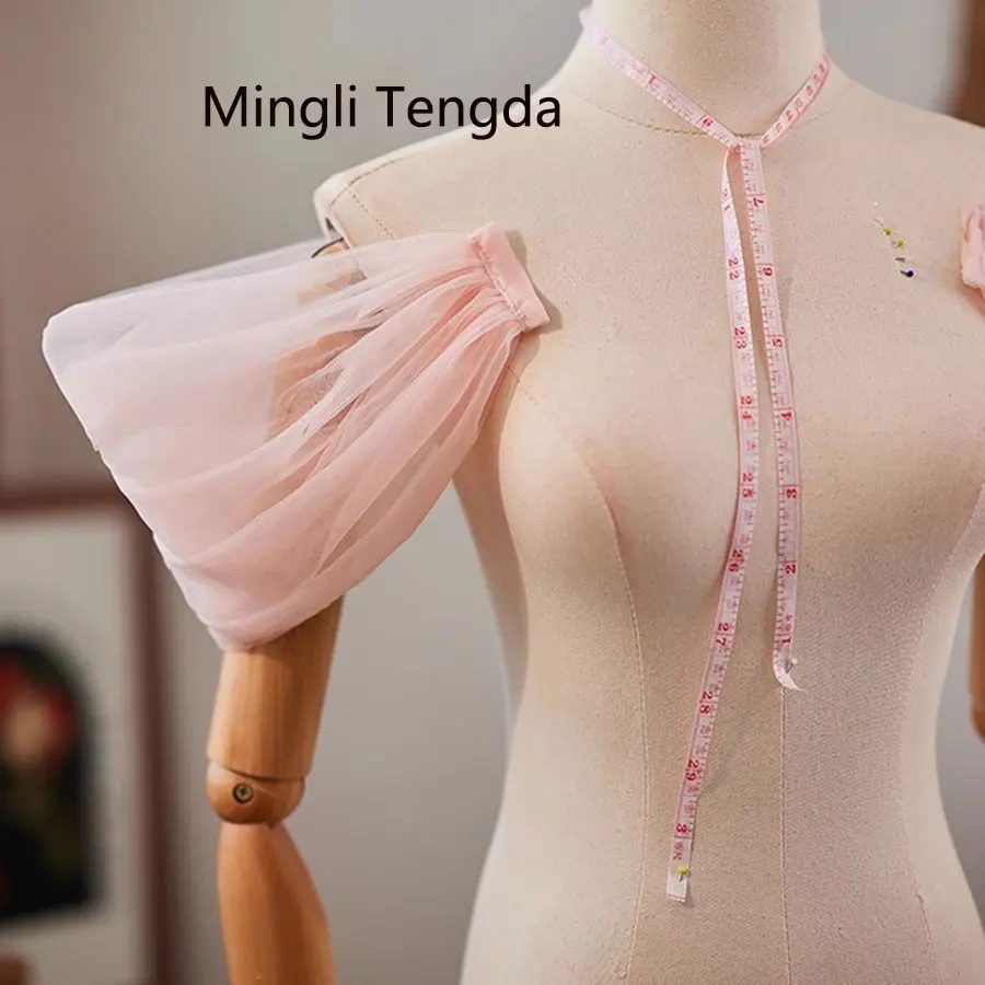 Tengda Meat Powder Tulle Sletransved Cape Poignées de mariage, Sangle initiée amovible, Film de placage, Produit semi-fini, Bras couvrant pour femme