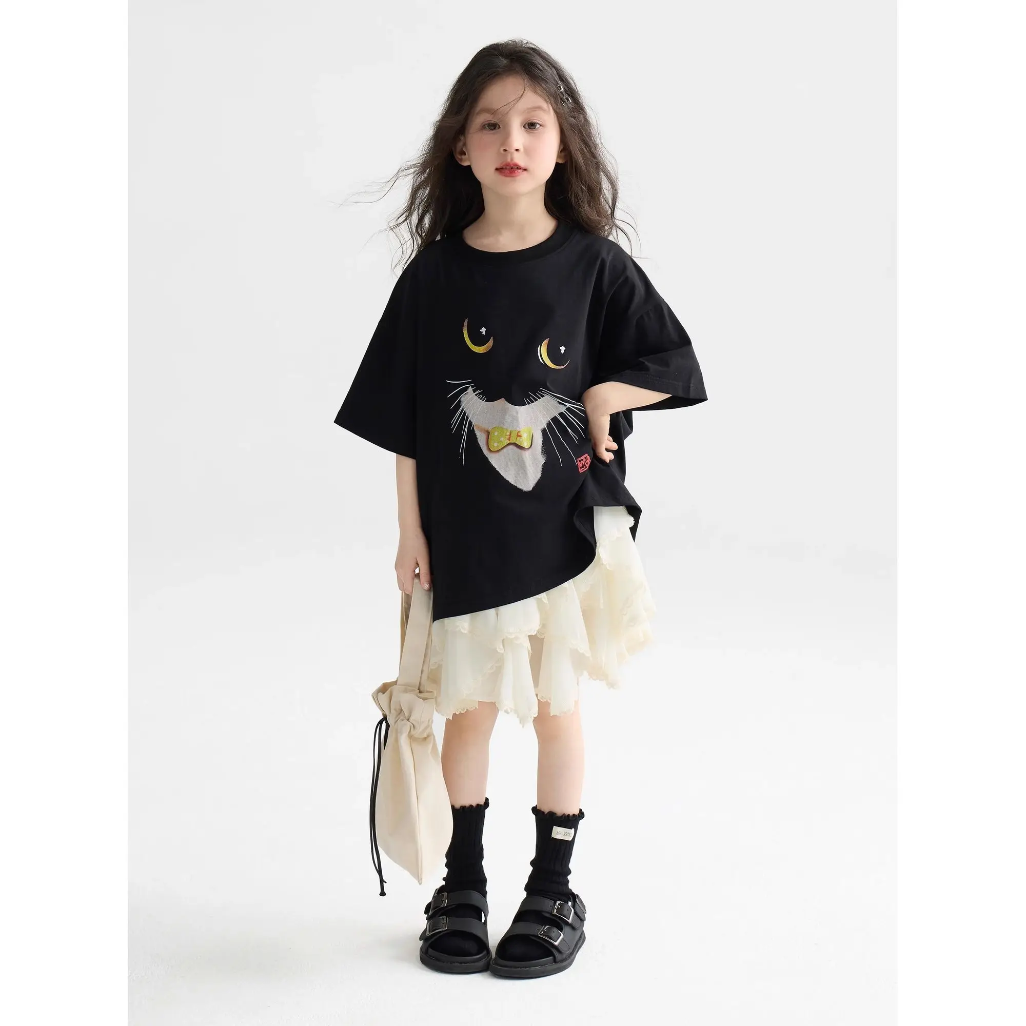 2026 New Girls Korean Style Cotton Short Sleeve T Shirt Summer Big Kids Casual Loose Top Elegant Casual Wear Breathable