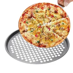 Pizza Baking Pan With Holes Round Carbon Steel Pizza Baking Pan With Holes Healthy Cooking Pan For Oven Home Kitchen Steel