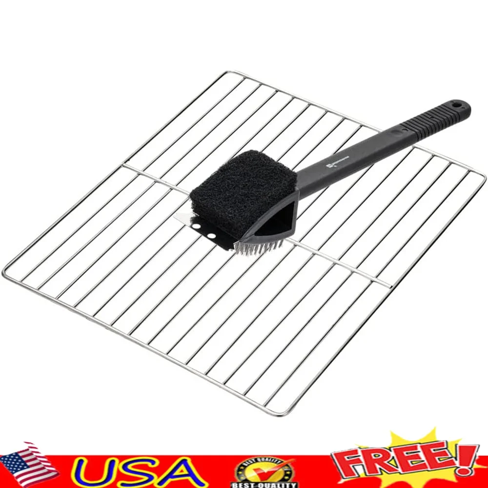 

Durable 15 Inch Grill Brush Stainless Steel Scraper Scouring Pad Deep Cleaning Tool High Temperature Resistant Grill Accessory