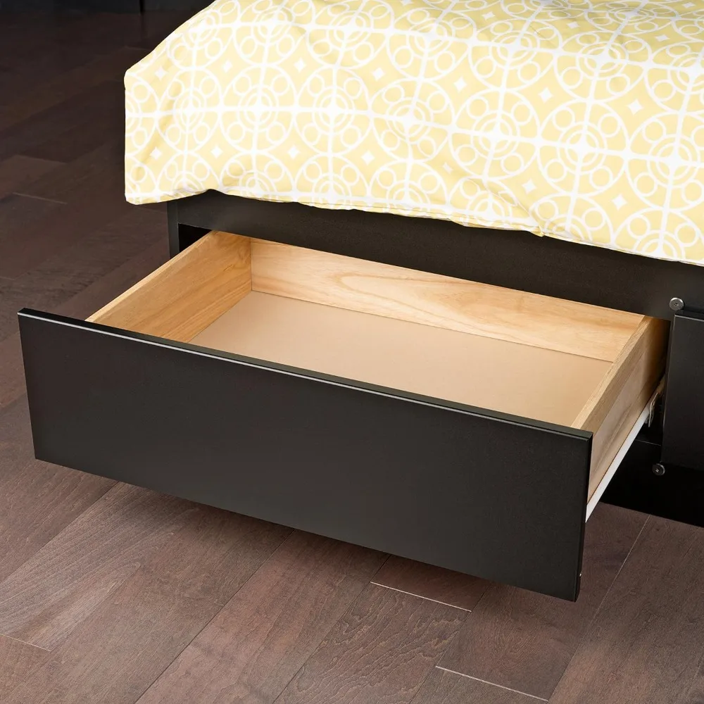 Lit de rangement à plateforme minimaliste Twin XL 3, lit contemporain Twin XL avec égouts de proximité 81.5 "P x 41" W x 18.75 "H, noir