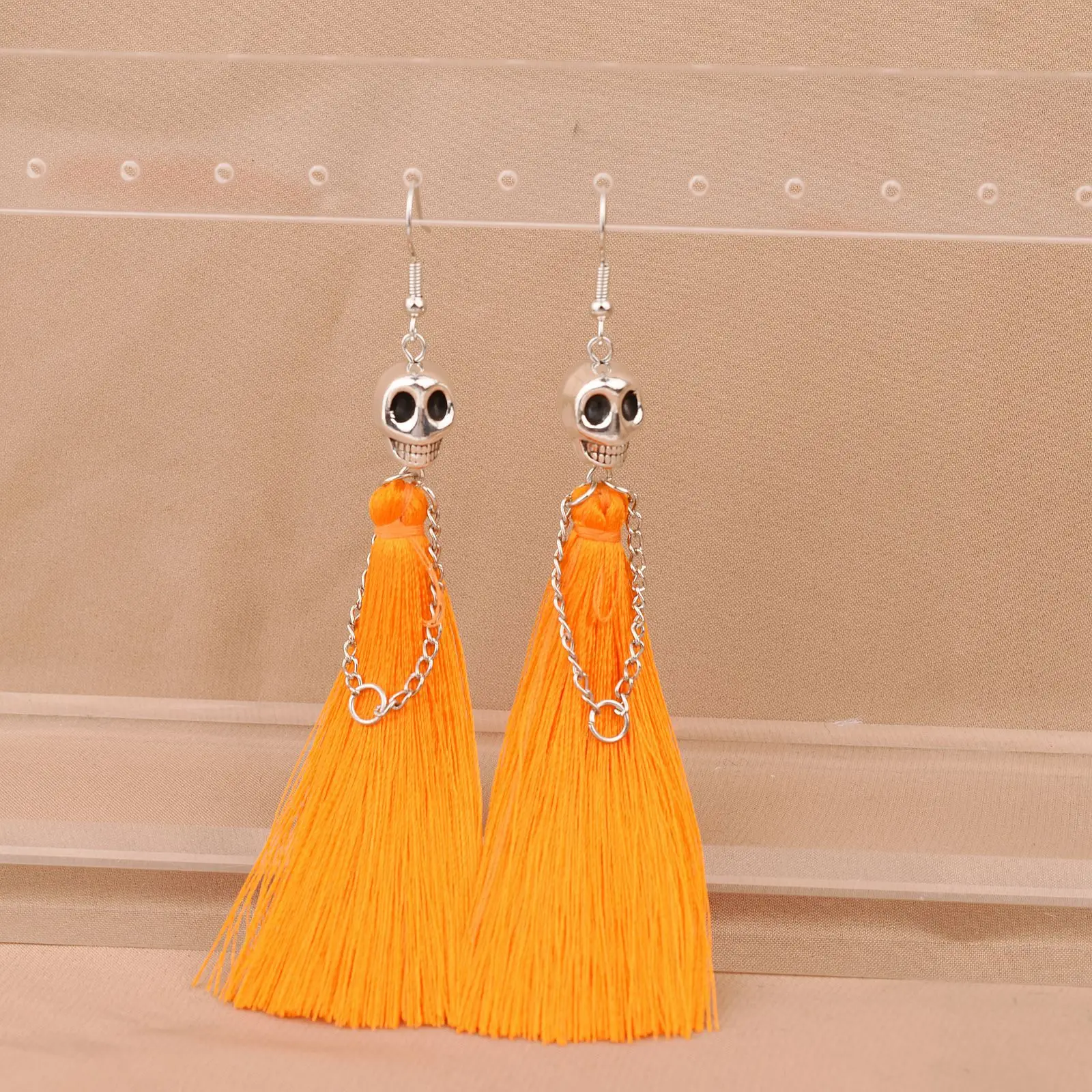 Gothic Halloween Skeleton Earrings for Women Punk Ethnic Skull Rope Tassel Drop Earrings Fashion Party Holiday Jewelry Gifts