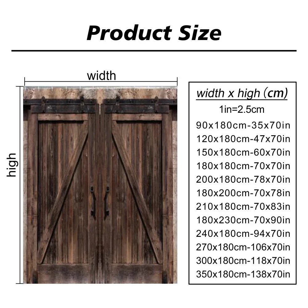 Old Wooden Door Shower Curtain Farm Barn Door Rural FarmHouse Decoration Polyester Fabric Bath Curtain Bathroom Accessories Set