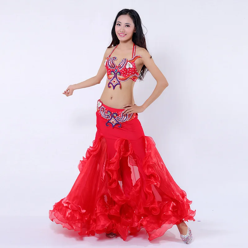 Performance Luxury Belly Dancing Clothes Egyptian Costumes Oriental Dance 2pcs Women Belly Dance Costume Bra Belt