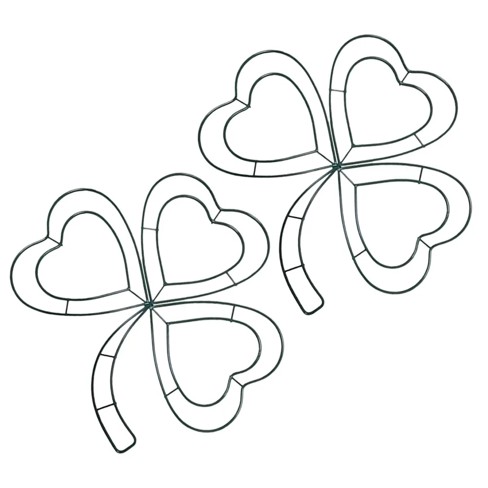 

2 Pcs Hoop Four Leaf Decoration Garlands Shamrock Form Wreath Iron Party Supply