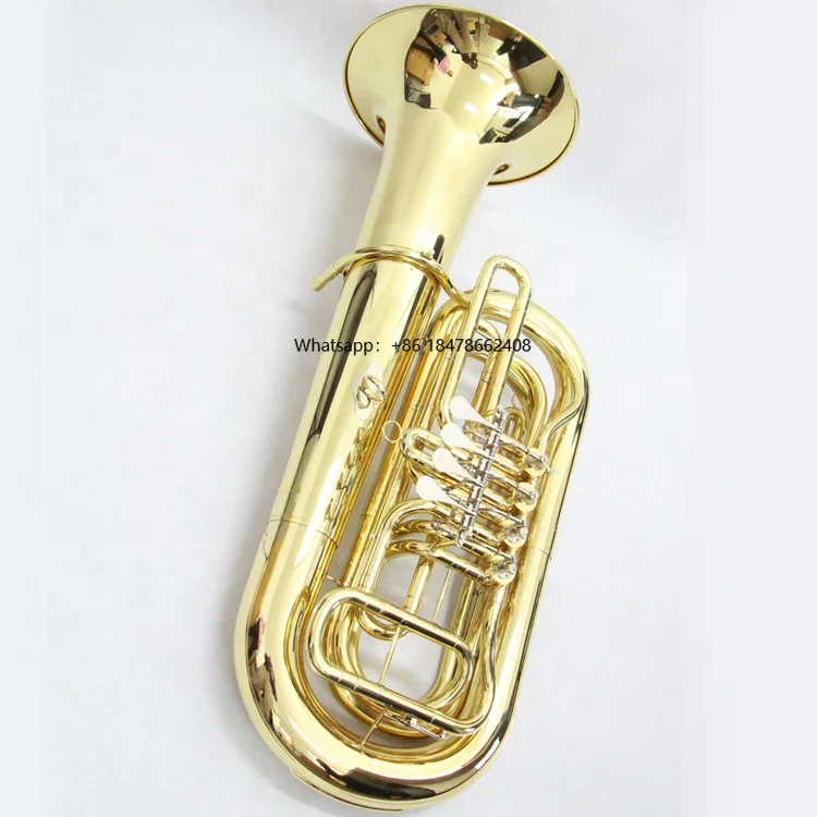 

High Quality 4 Rotary Valves Bb Tuba Gold Lacquered Brass Tuba Instrument Accept OEM Tuba