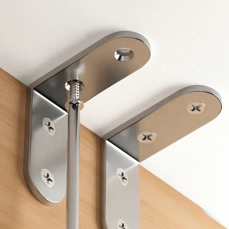 1-10Pcs Stainless Steel L Brackets T Brackets Right Angle Quick Links Corner code Suitable for Wooden Furniture support Shelves
